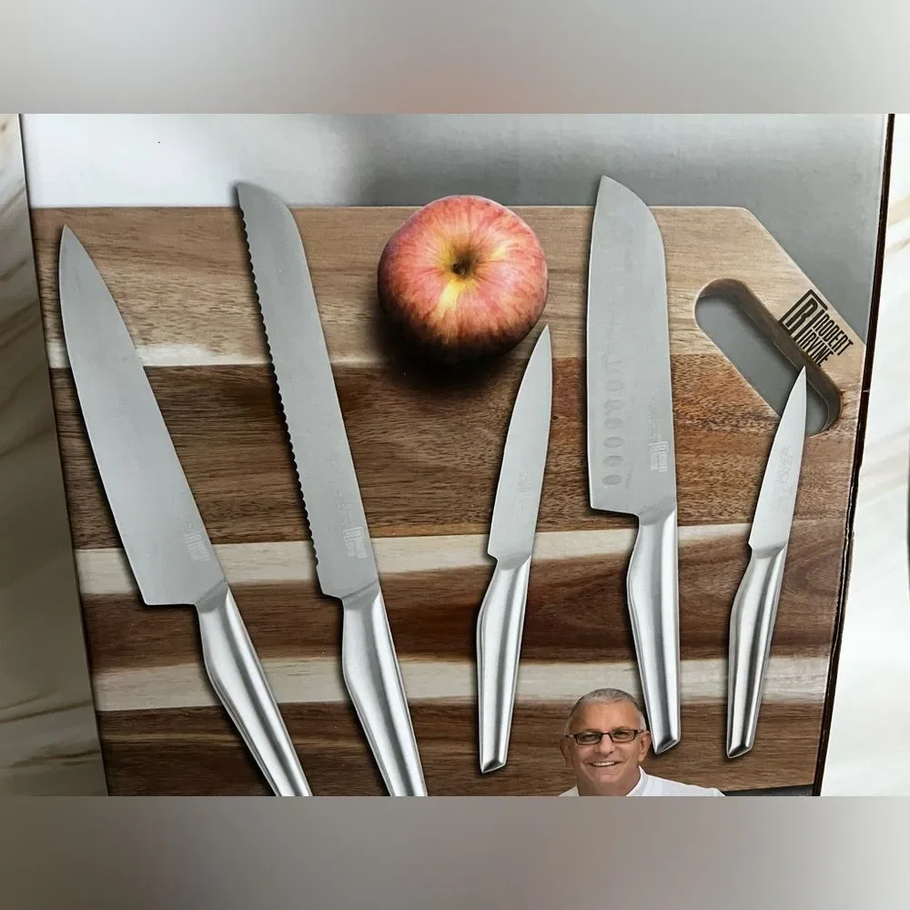Robert Irvine Stainless Steel Satin Finish 10 Pcs Cutlery Block Set Silver/Wood